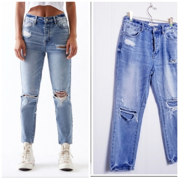 PacSun Denim - Pacsun High Waist Mom Jeans Destructed